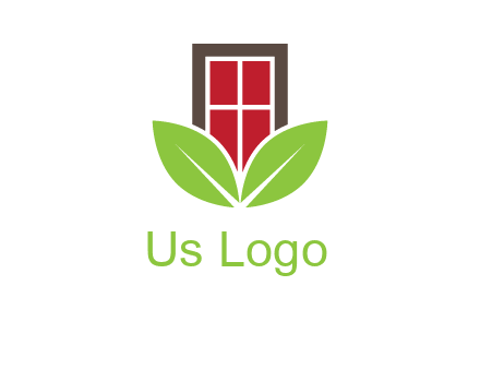window with leaves logo