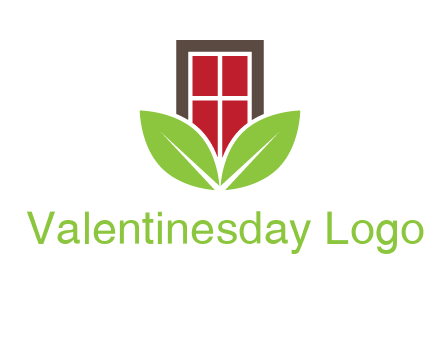window with leaves logo