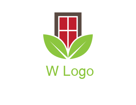 window with leaves logo