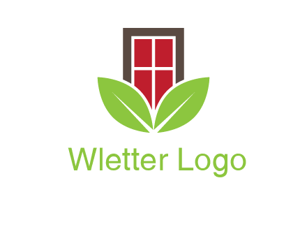 window with leaves logo