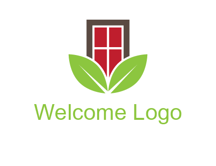 window with leaves logo