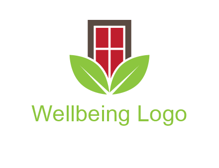 window with leaves logo