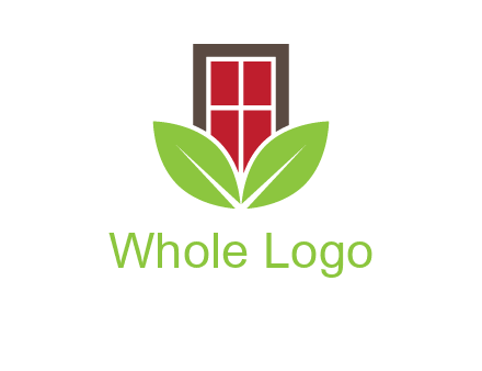 window with leaves logo