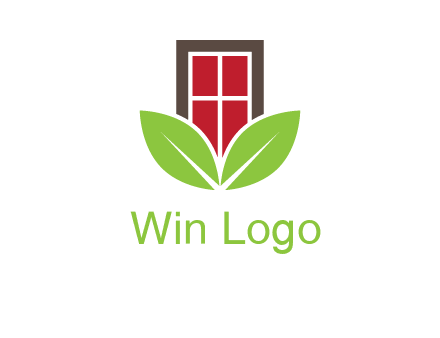 window with leaves logo