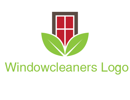 window with leaves logo