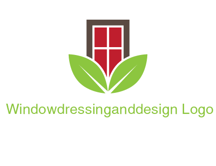 window with leaves logo