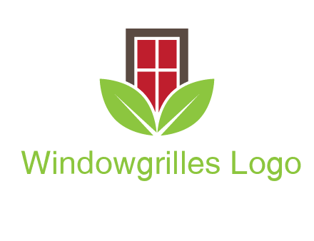 window with leaves logo