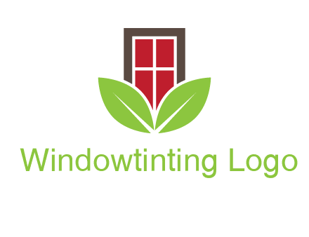 window with leaves logo