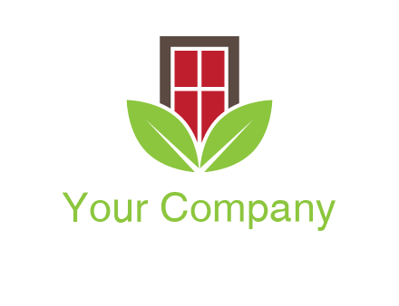 window with leaves logo