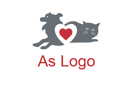 cats and dog heart logo