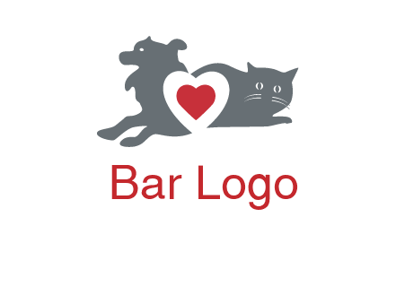 cats and dog heart logo