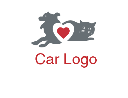 cats and dog heart logo