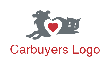 cats and dog heart logo