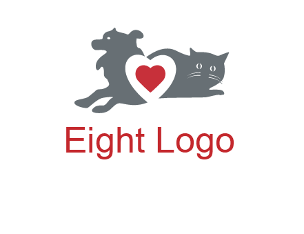 cats and dog heart logo