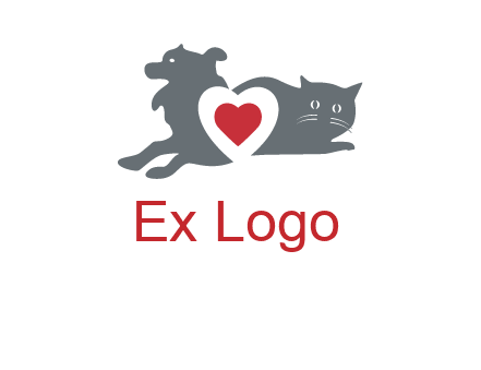 cats and dog heart logo