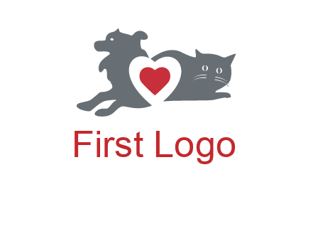 cats and dog heart logo