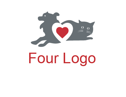 cats and dog heart logo