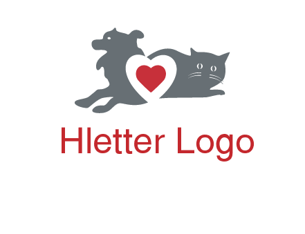 cats and dog heart logo