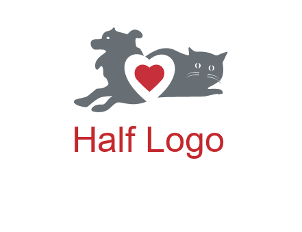 cats and dog heart logo
