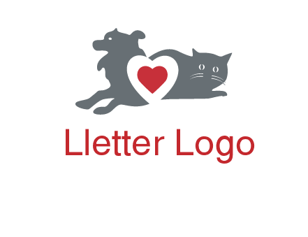 cats and dog heart logo