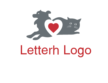 cats and dog heart logo