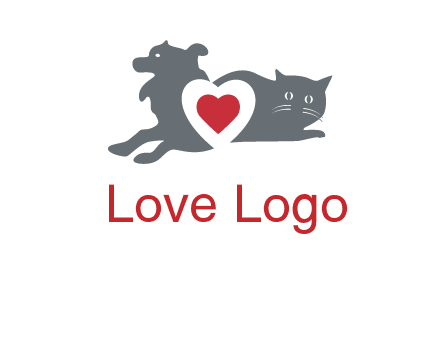 cats and dog heart logo