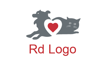 cats and dog heart logo
