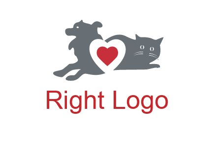 cats and dog heart logo