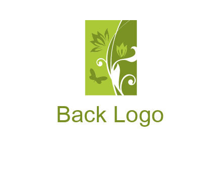 spring garden logo with flows and a butterfly