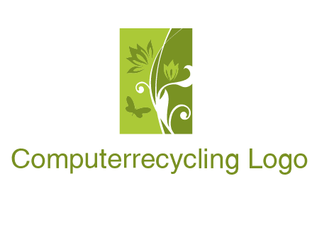 spring garden logo with flows and a butterfly