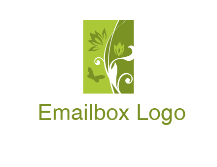 spring garden logo with flows and a butterfly