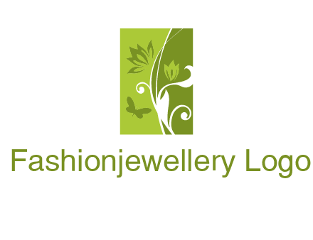 spring garden logo with flows and a butterfly