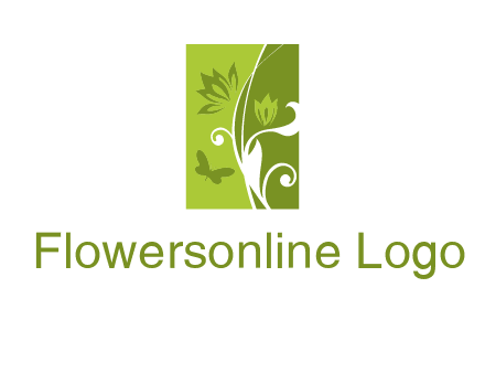 spring garden logo with flows and a butterfly