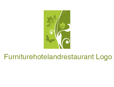 spring garden logo with flows and a butterfly