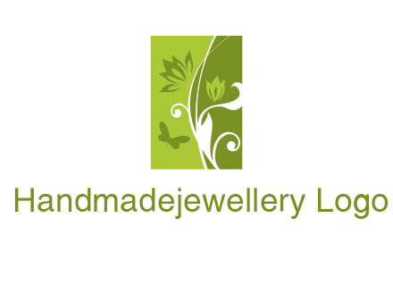 spring garden logo with flows and a butterfly