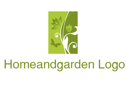 spring garden logo with flows and a butterfly