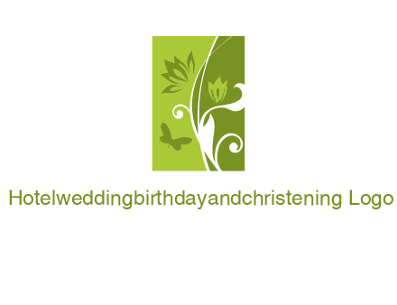 spring garden logo with flows and a butterfly