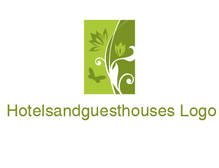 spring garden logo with flows and a butterfly