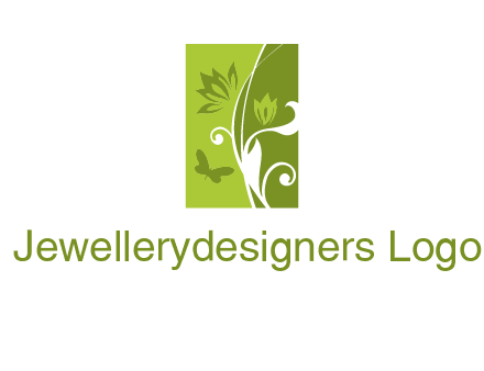 spring garden logo with flows and a butterfly