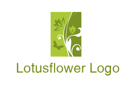 spring garden logo with flows and a butterfly