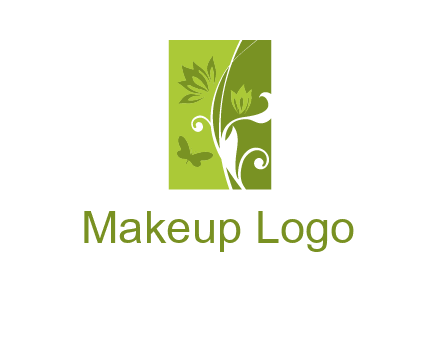 spring garden logo with flows and a butterfly