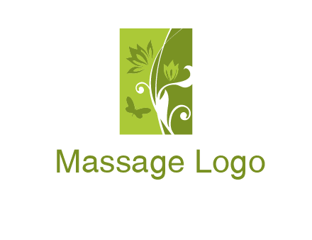 spring garden logo with flows and a butterfly