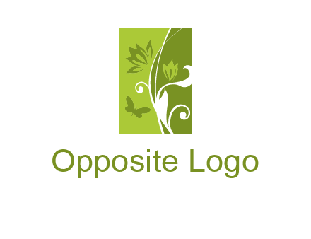 spring garden logo with flows and a butterfly