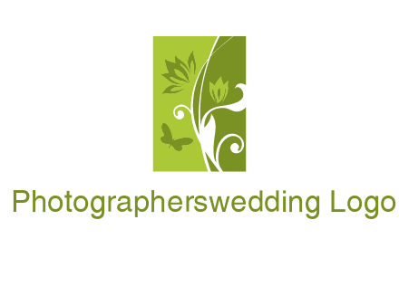 spring garden logo with flows and a butterfly