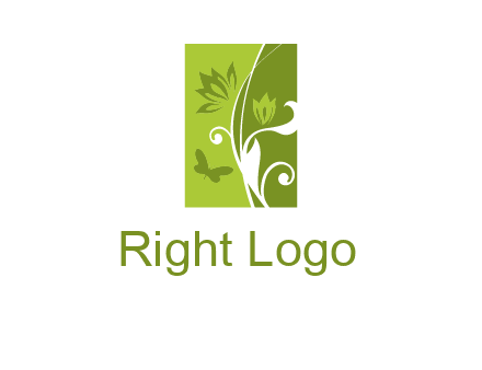 spring garden logo with flows and a butterfly