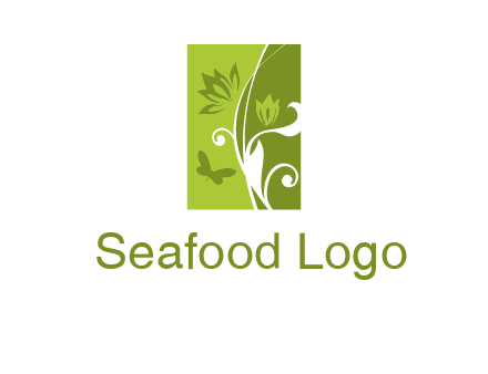 spring garden logo with flows and a butterfly