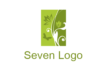 spring garden logo with flows and a butterfly