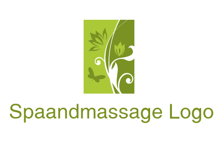 spring garden logo with flows and a butterfly