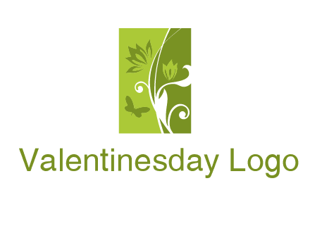 spring garden logo with flows and a butterfly