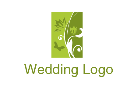 spring garden logo with flows and a butterfly